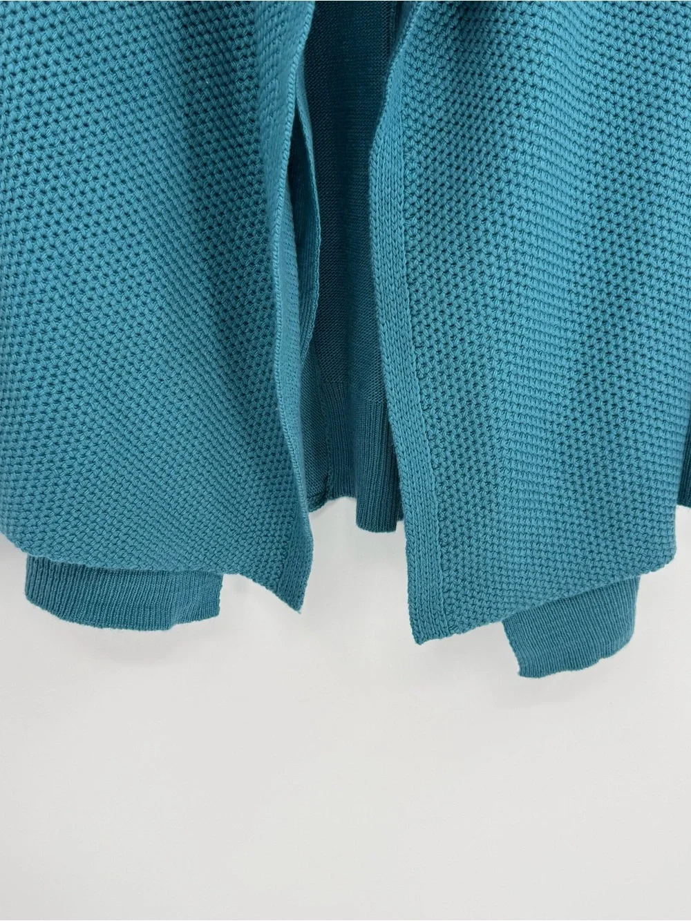Soft Surroundings NWT Drape Open Front Cardigan Sweater Ruffle Teal Size XS